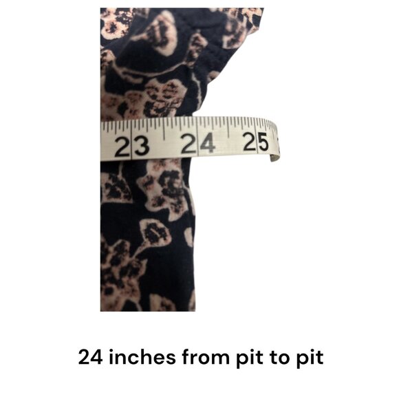 Pure Jill Black & Pink Floral Print Scoop Neck Elliptical Tee 100% Pima Cotton X - Picture 8 of 9